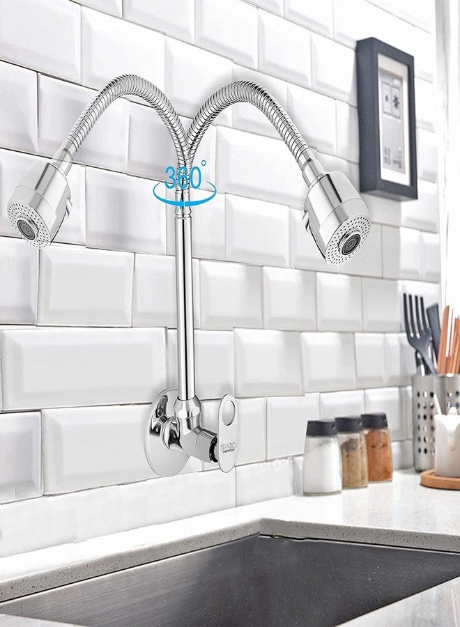 SPAZIO صنبور حوض مرن من SPAZIO Prime مع فوهة دش دوارة - Flexi Play مع خرطوم متحرك 360 درجة، تدفق مزدوج، صنبور ماء ساخن/بارد مع شفة جدارية - Image 5